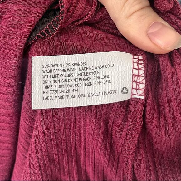 ART Class Buttondown Ribbed Baby Tee in Burgundy Girls Size Medium (6-7) - Picture 5 of 5